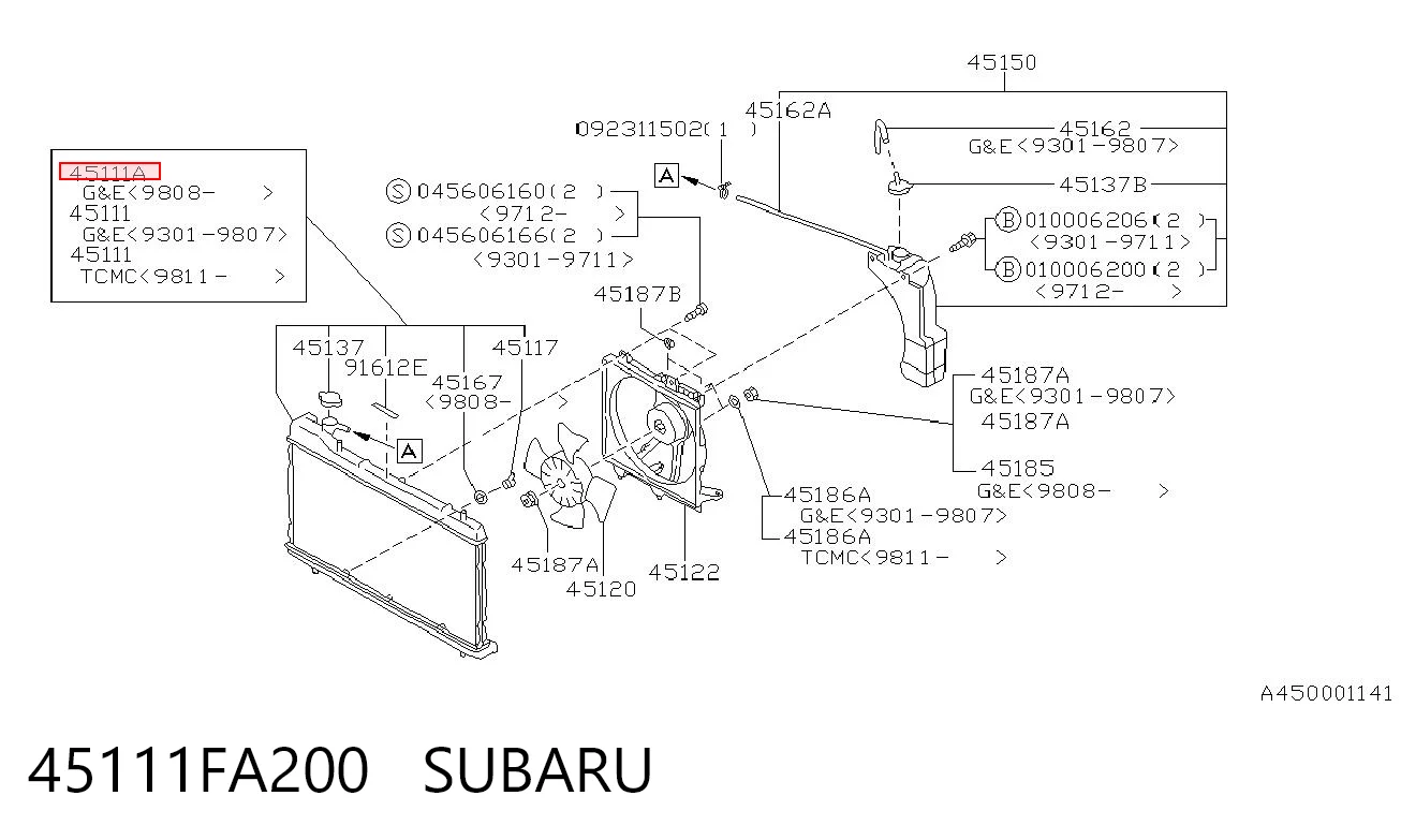 45111FA200 Subaru Радиатор основной