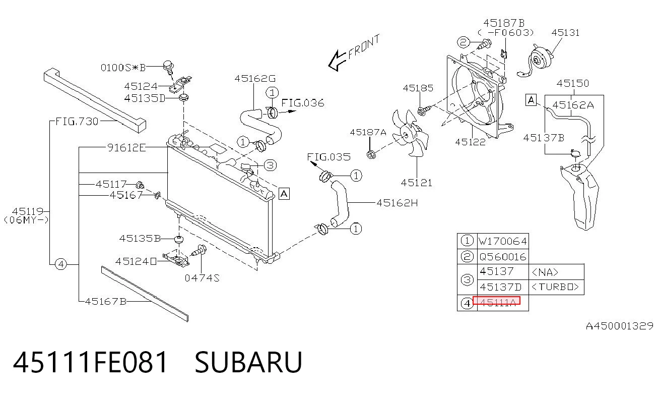 45111FE081 Subaru Радиатор основной