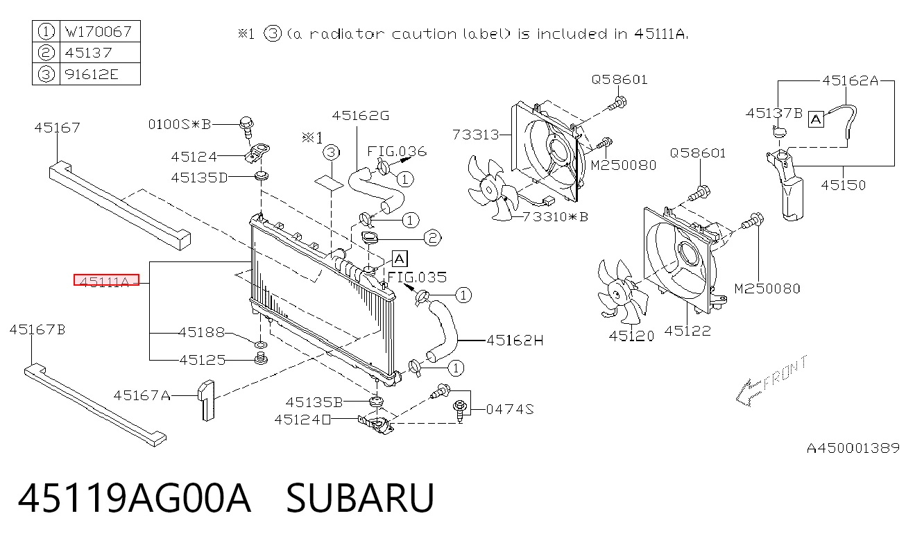 45119AG00A Subaru Радиатор основной