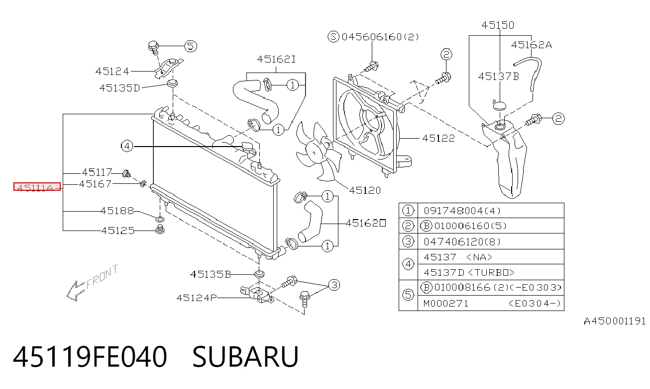 45119FE040 Subaru Радиатор основной