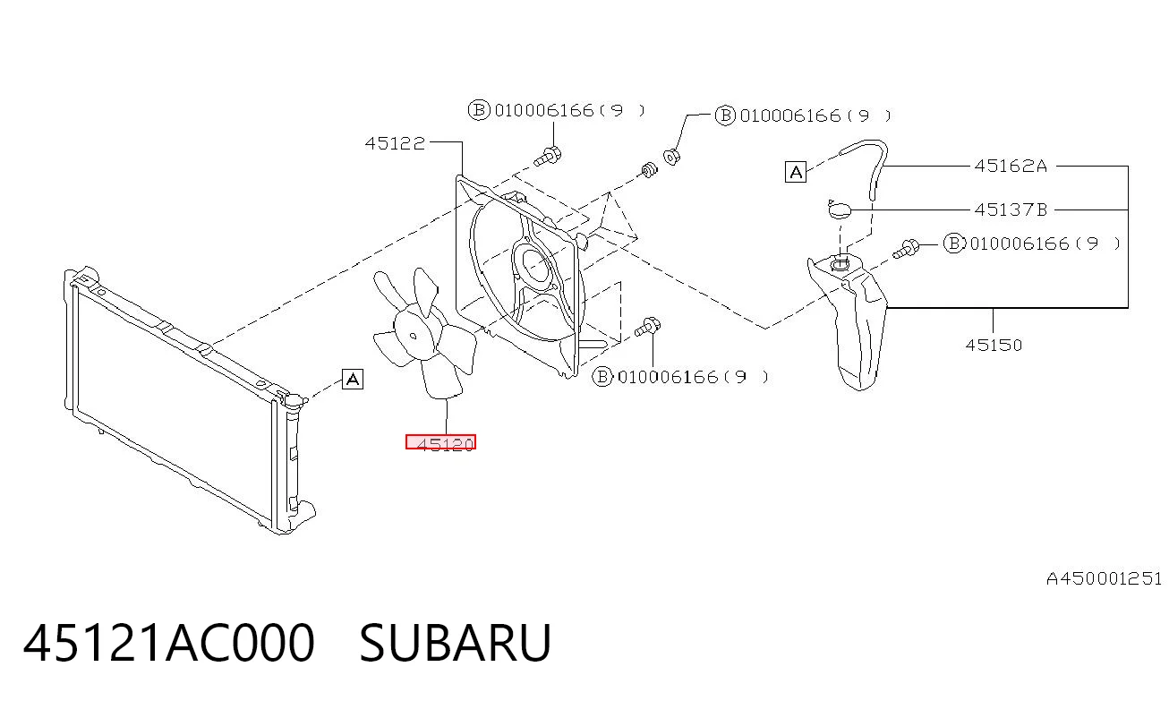 45121AC000 Subaru Диффузор радиатора охлаждения в сборе с мотором