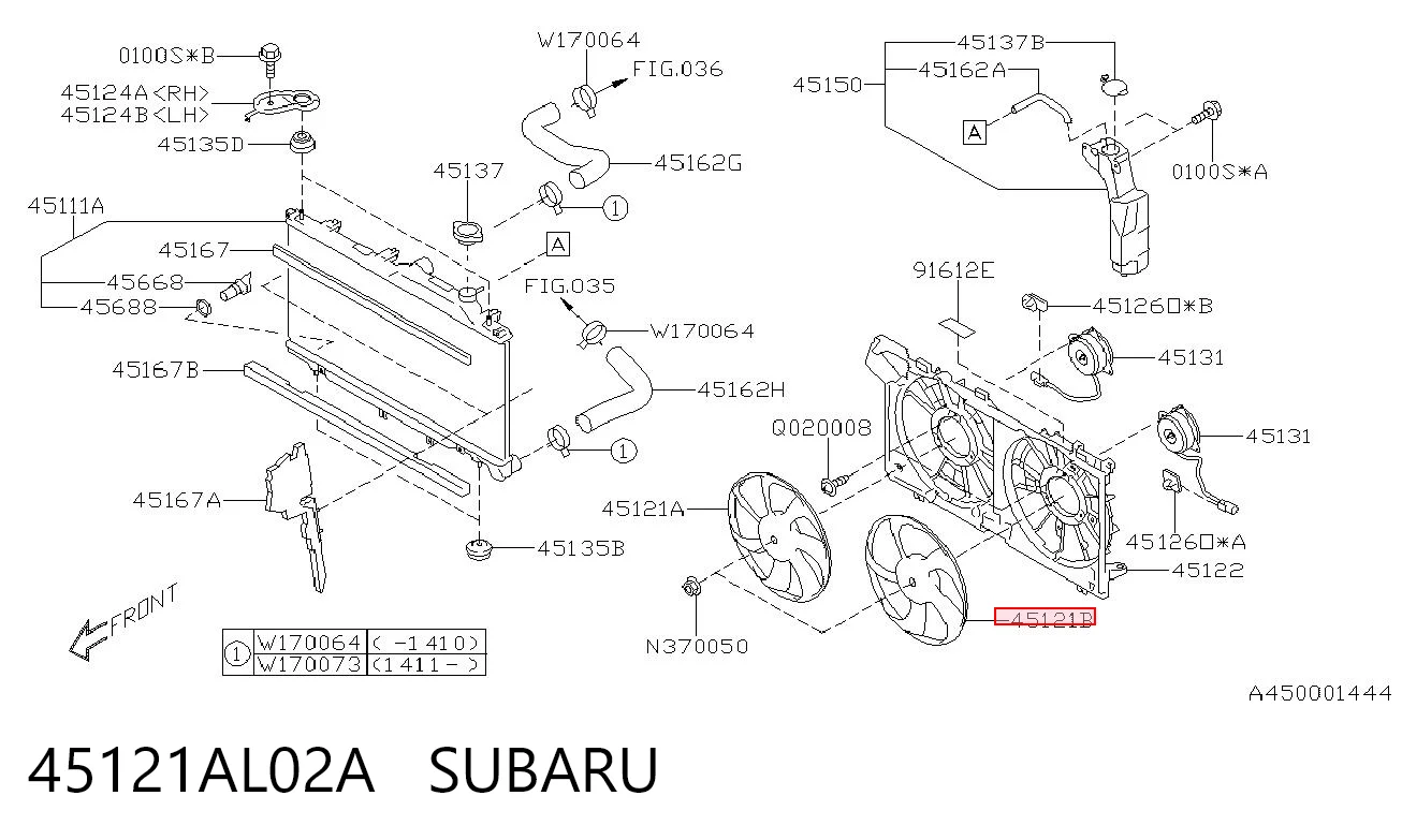 45121AL02A Subaru Вентилятор системы охлаждения левый