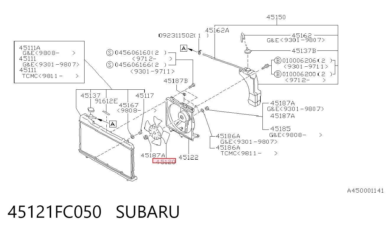 45121FC050 Subaru Вентилятор радиатора