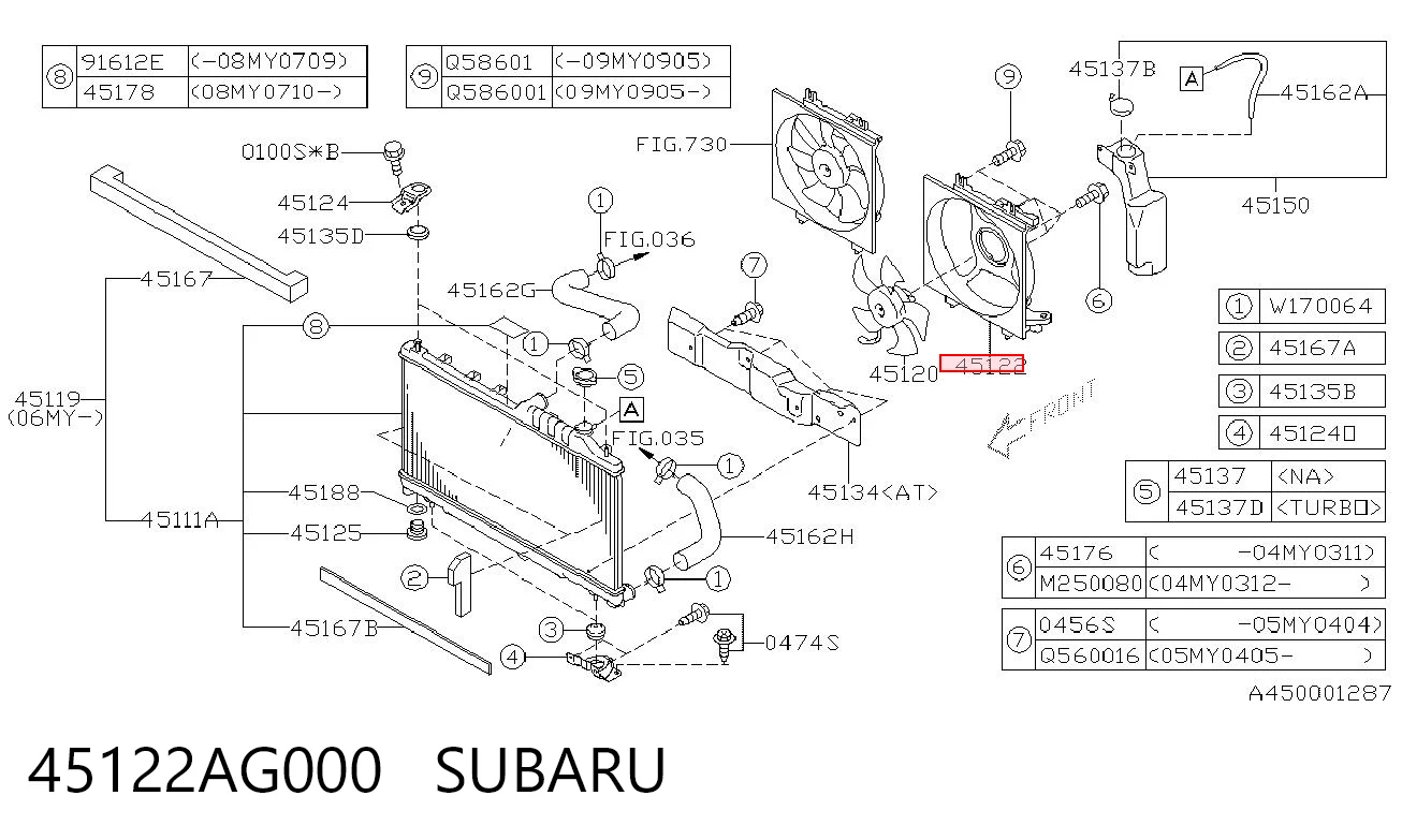 45122AG000 Subaru Рамка вентилятора