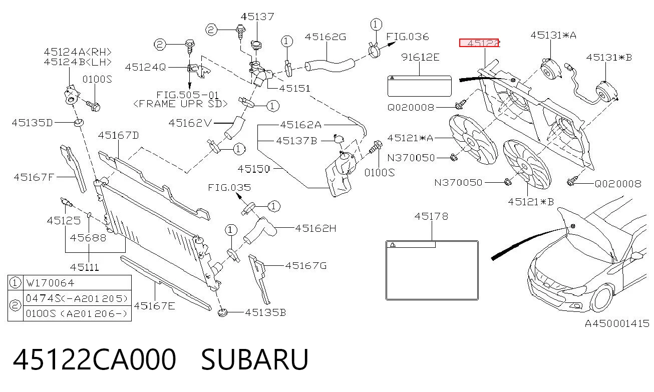45122CA000 Subaru Рамка вентилятора