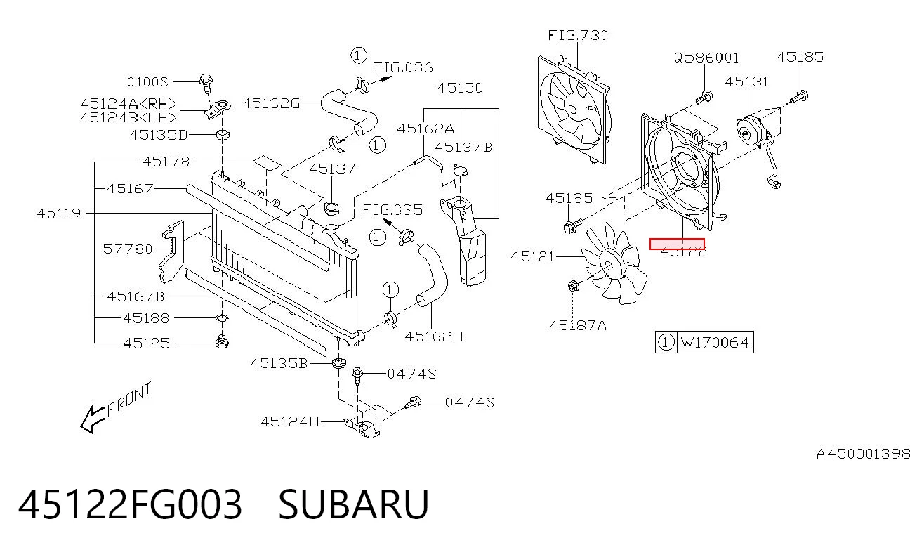 45122FG003 Subaru Рамка вентилятора