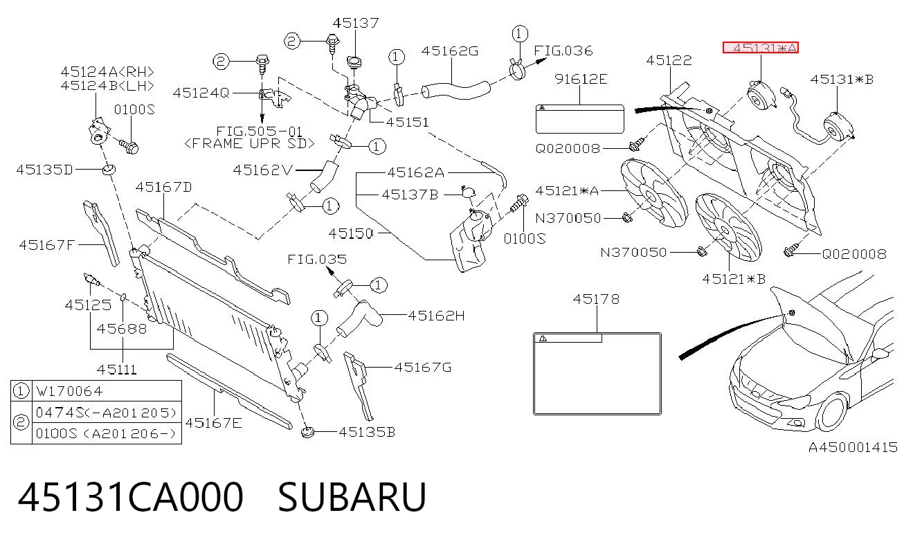 45131CA000 Subaru Мотор вентилятора системы охлаждения правый