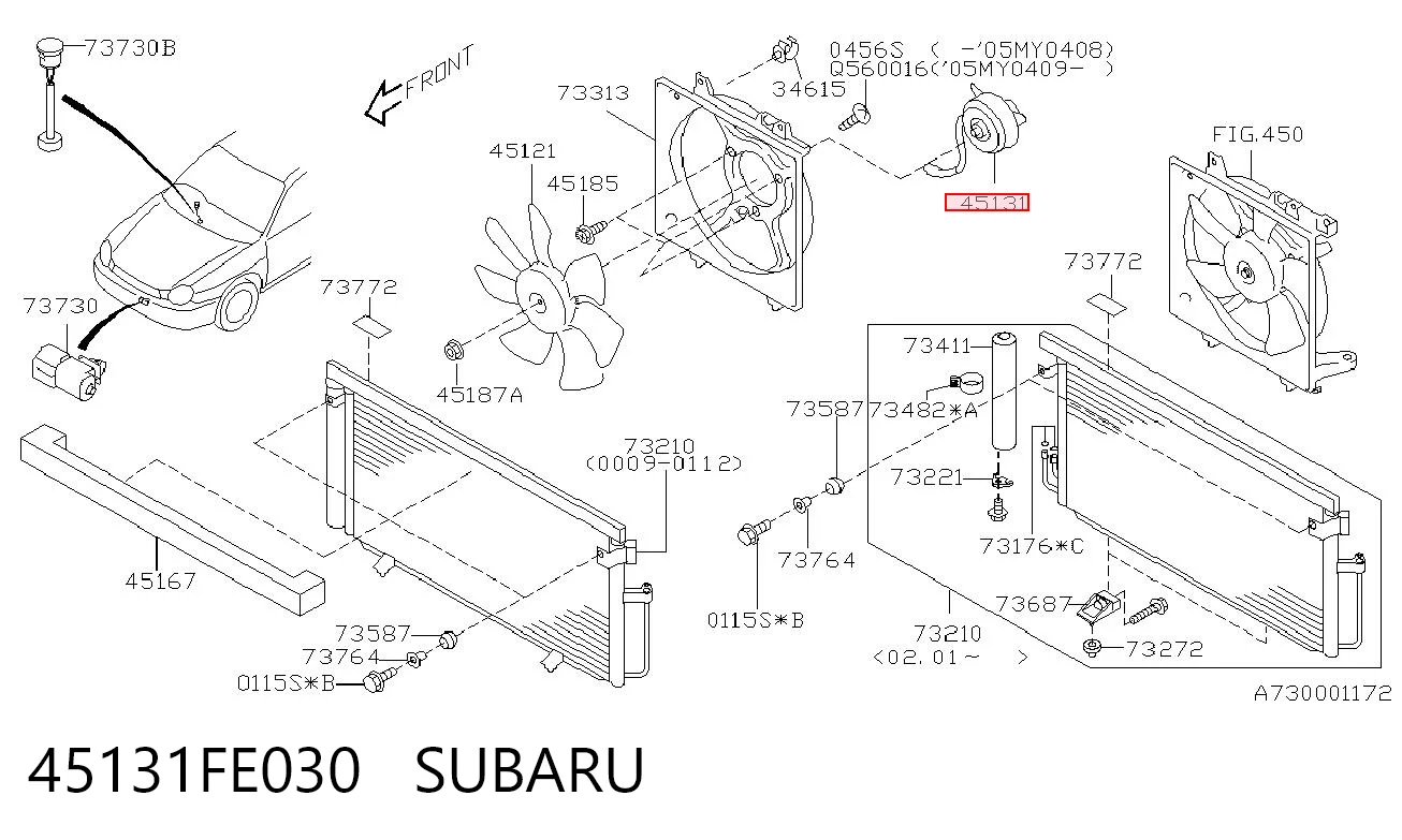45131FE030 Subaru Мотор вентилятора системы охлаждения левый