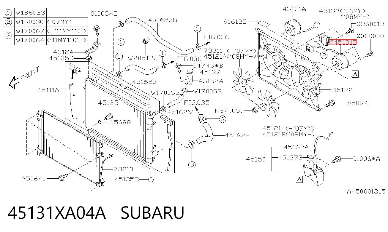 45131XA04A Subaru Мотор вентилятора системы охлаждения левый