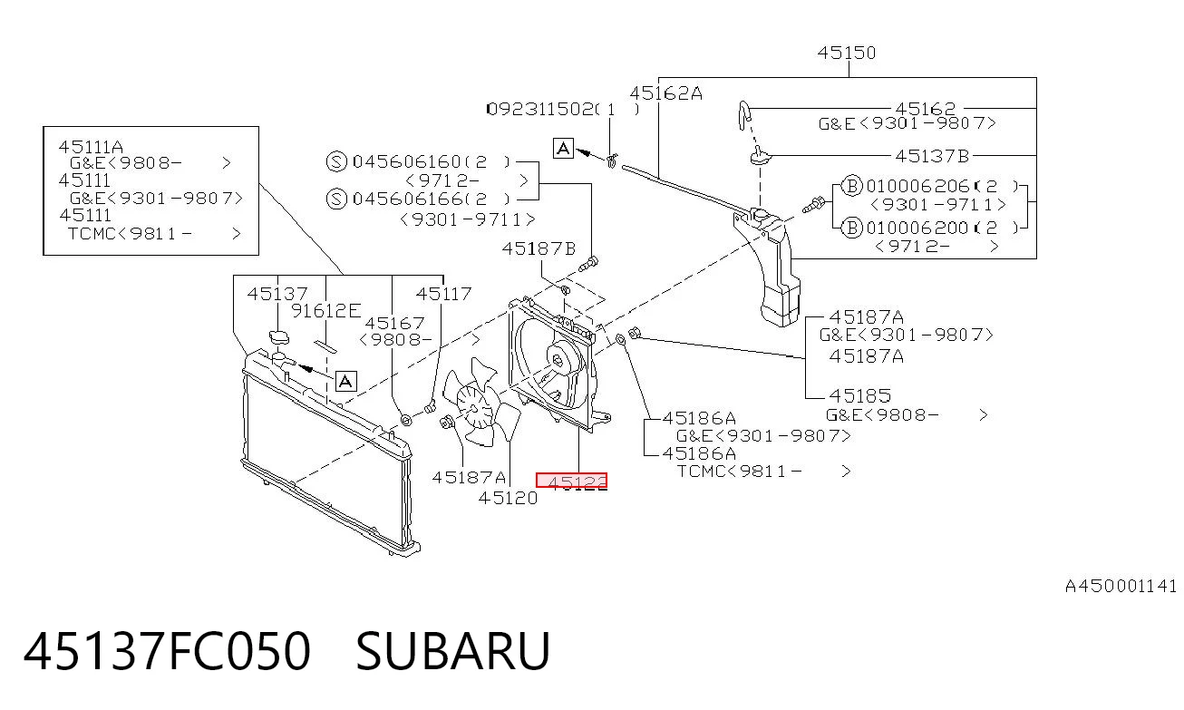 45137FC050 Subaru Рамка вентилятора