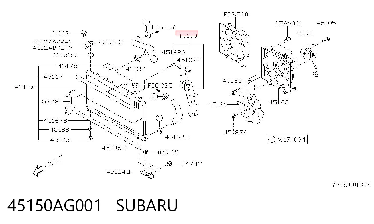 45150AG001 Subaru Расширительный бачок охлаждения