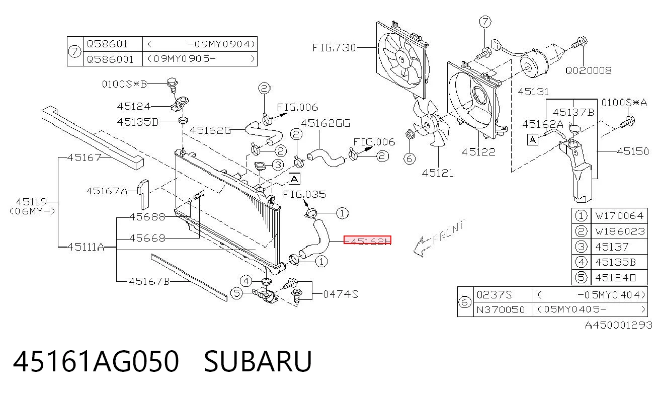 45161AG050 Subaru Патрубок радиатора охлаждения нижний
