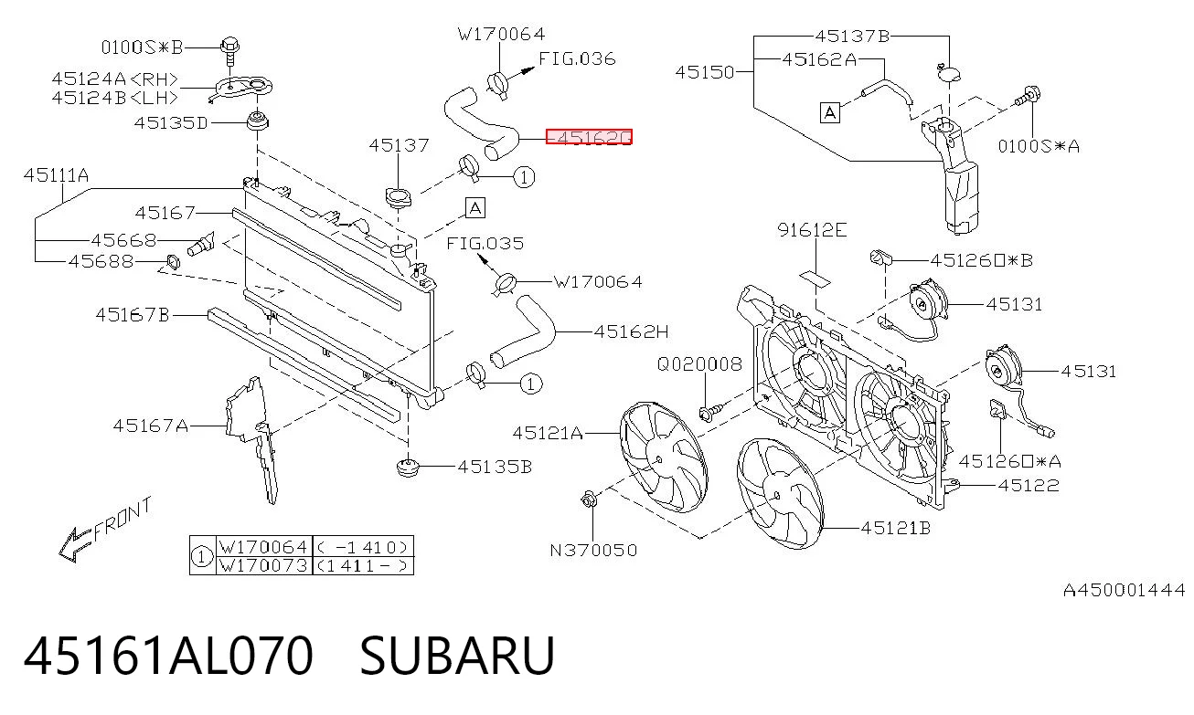 45161AL070 Subaru Шланг системы охлаждения