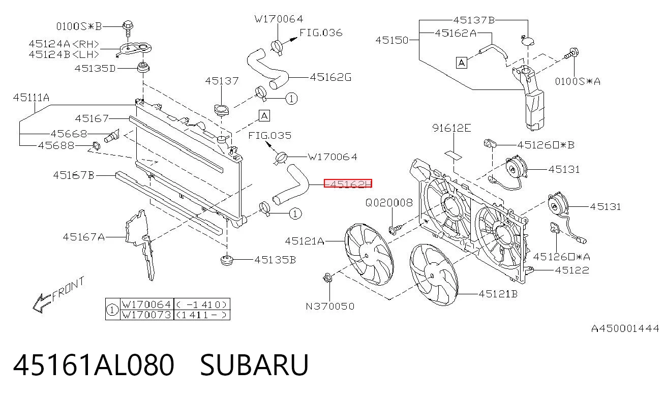 45161AL080 Subaru Патрубок радиатора охлаждения нижний
