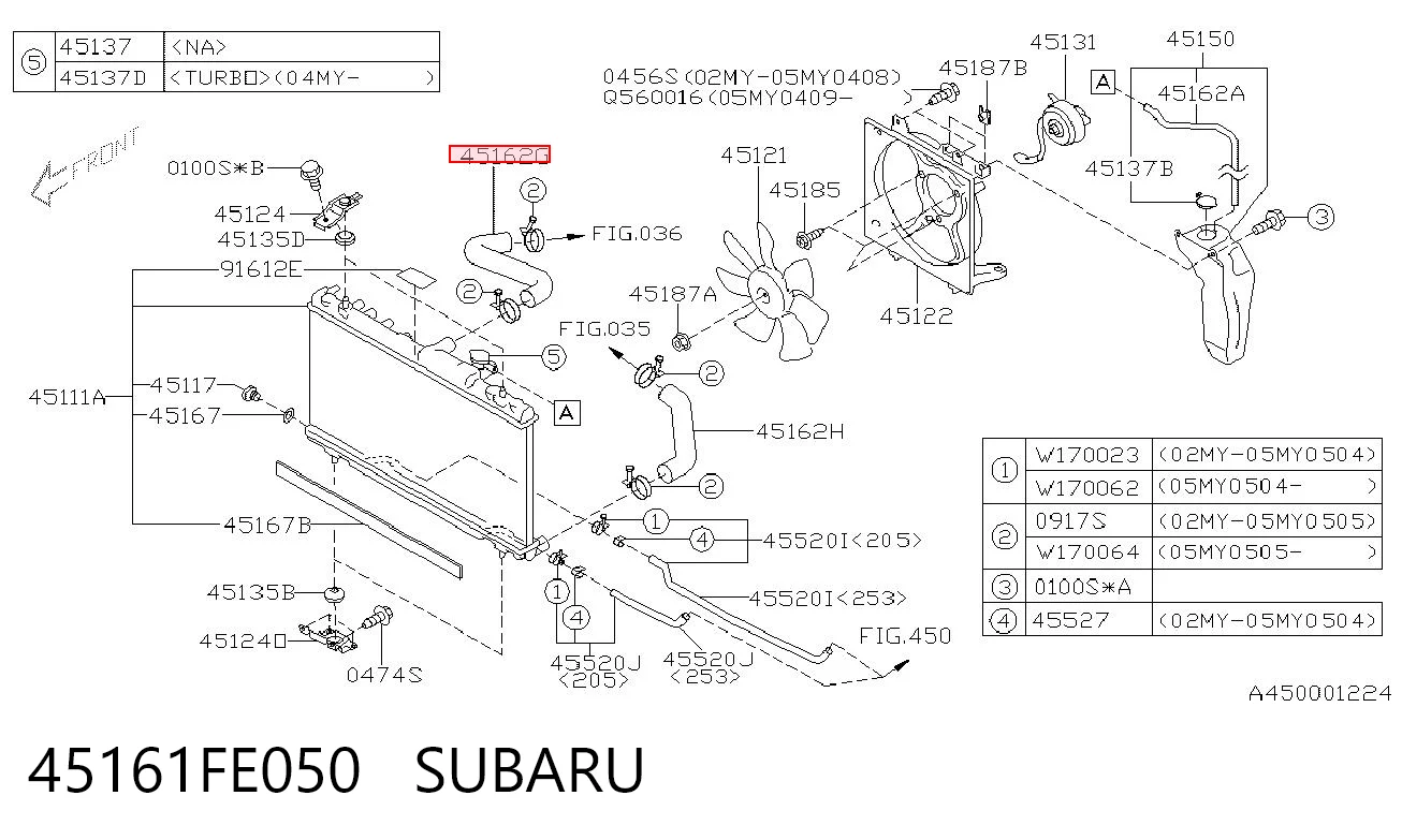 45161FE050 Subaru Шланг системы охлаждения