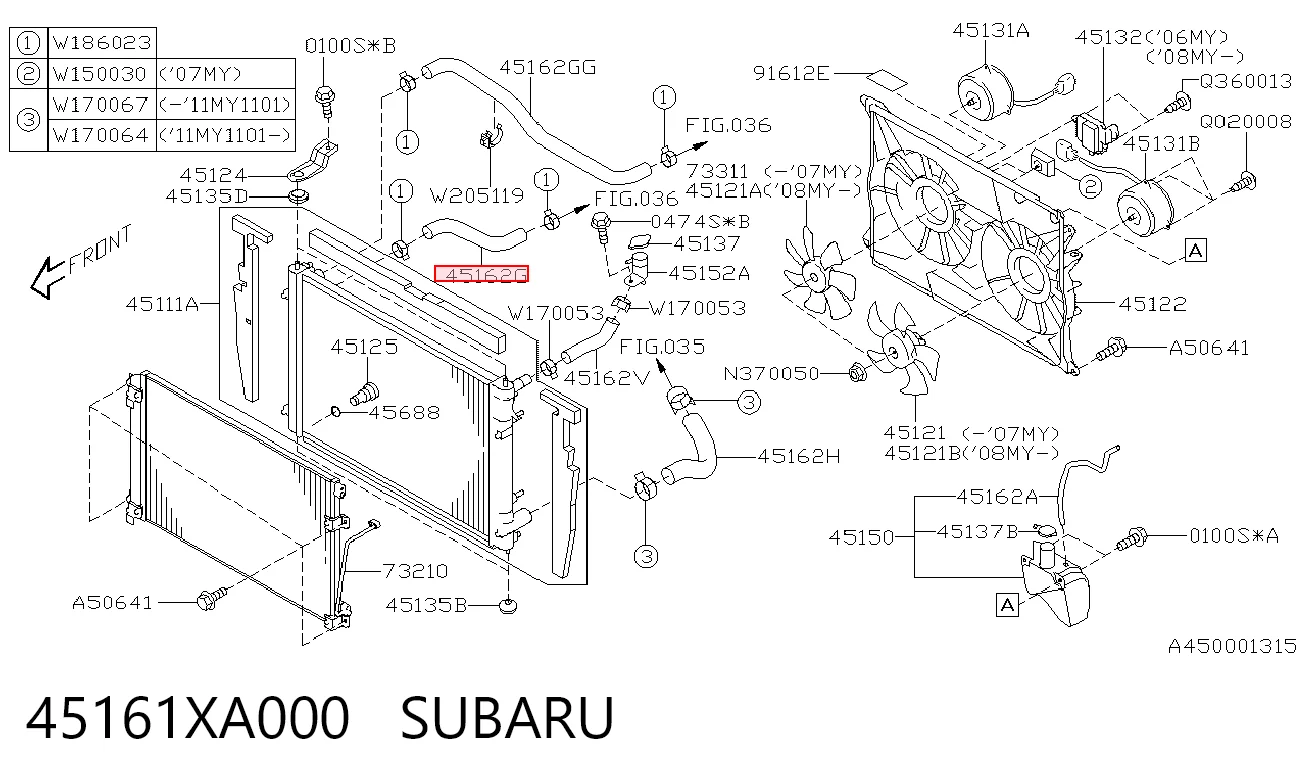 45161XA000 Subaru Шланг системы охлаждения