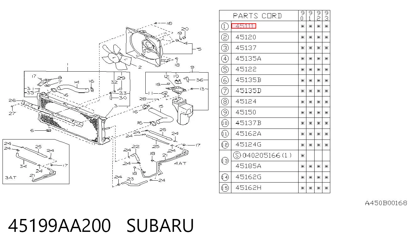 45199AA200 Subaru Радиатор основной