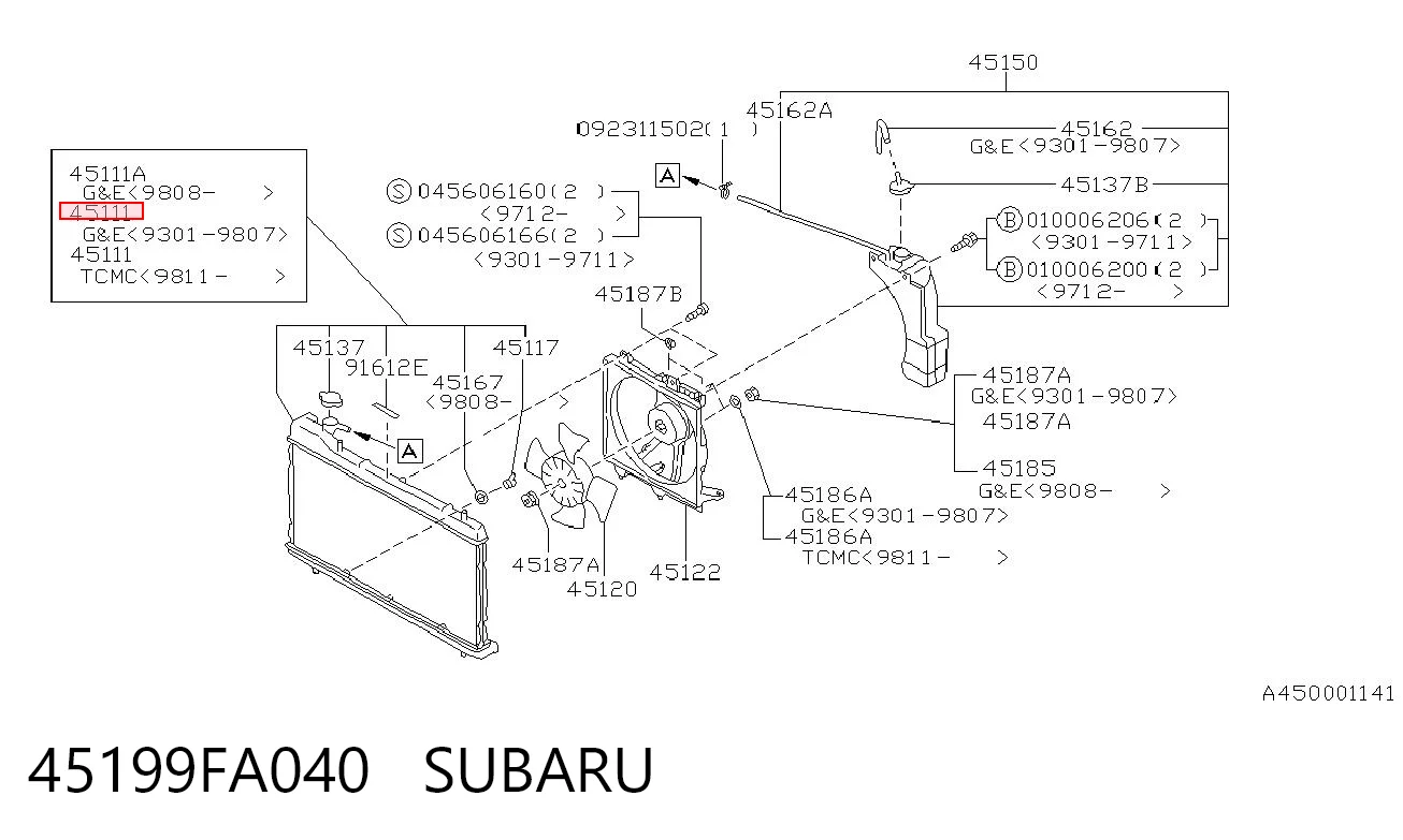 45199FA040 Subaru Радиатор основной