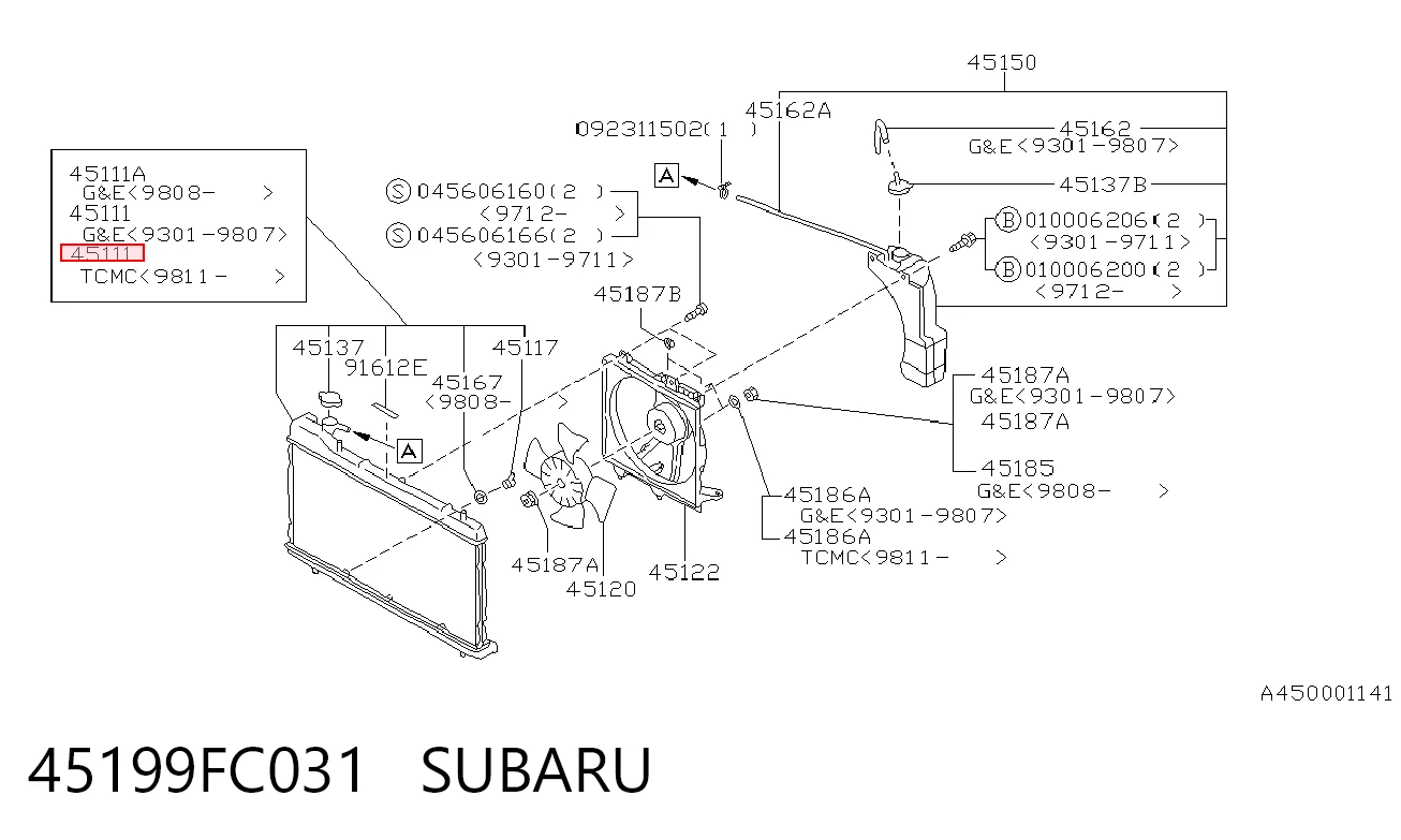 45199FC031 Subaru Радиатор основной