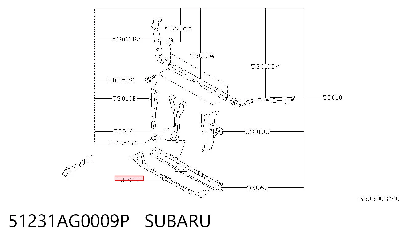 51231AG0009P Subaru Балка под радиатор нижняя