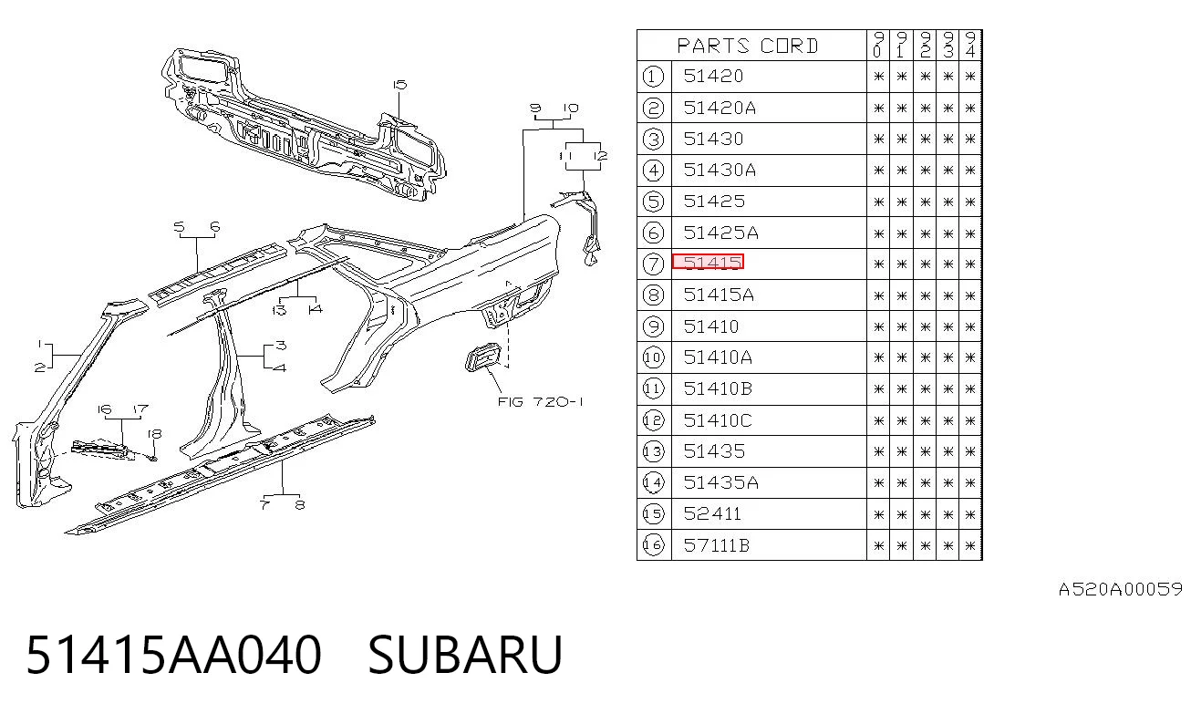 Порог внешний правый Subaru Legacy 1 BC