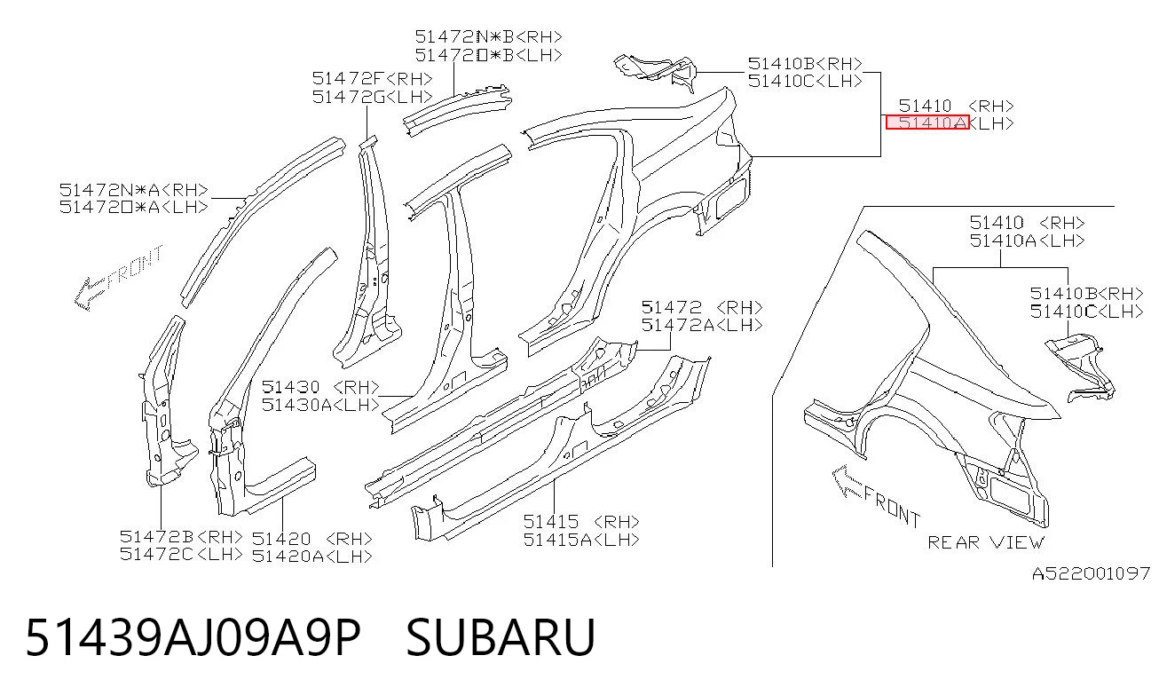 51439AJ09A9P Subaru