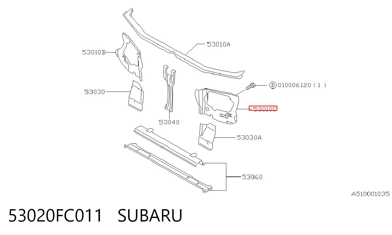 53020FC011 Subaru Рамка радиатора левая