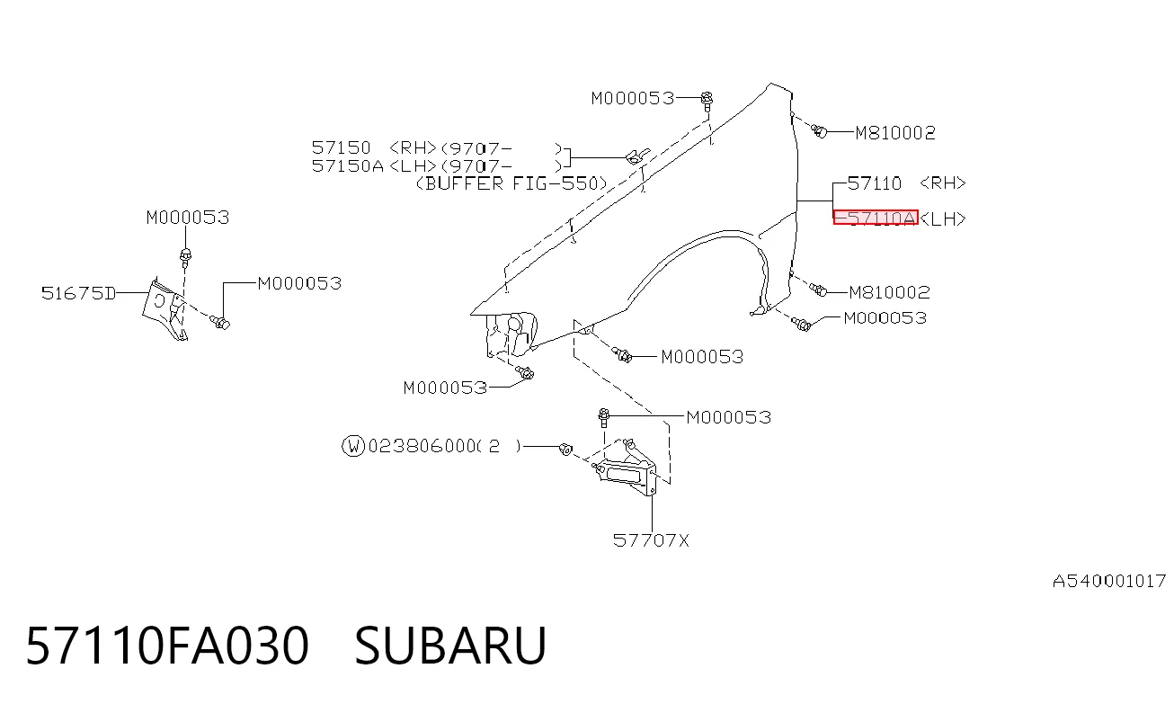 57110FA030 Subaru Переднее левое крыло