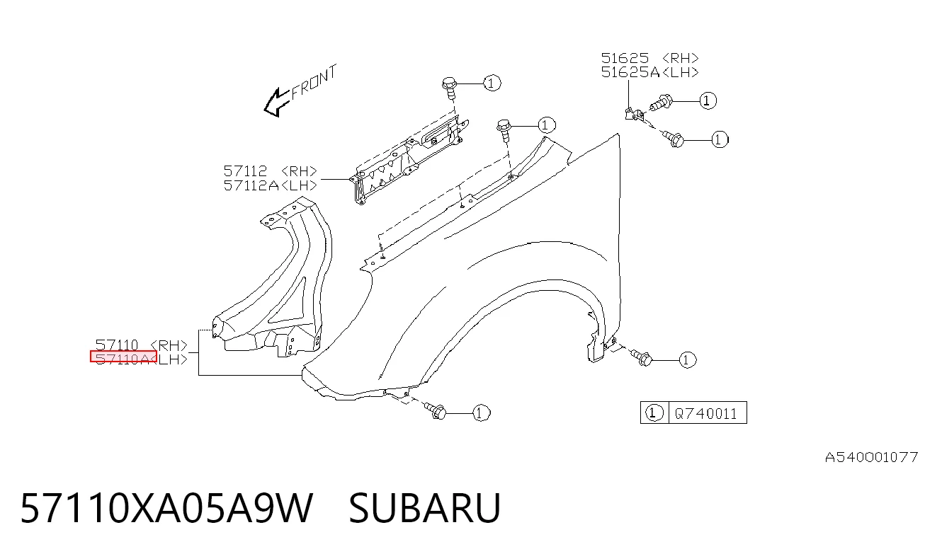 Переднее левое крыло на Subaru Tribeca  