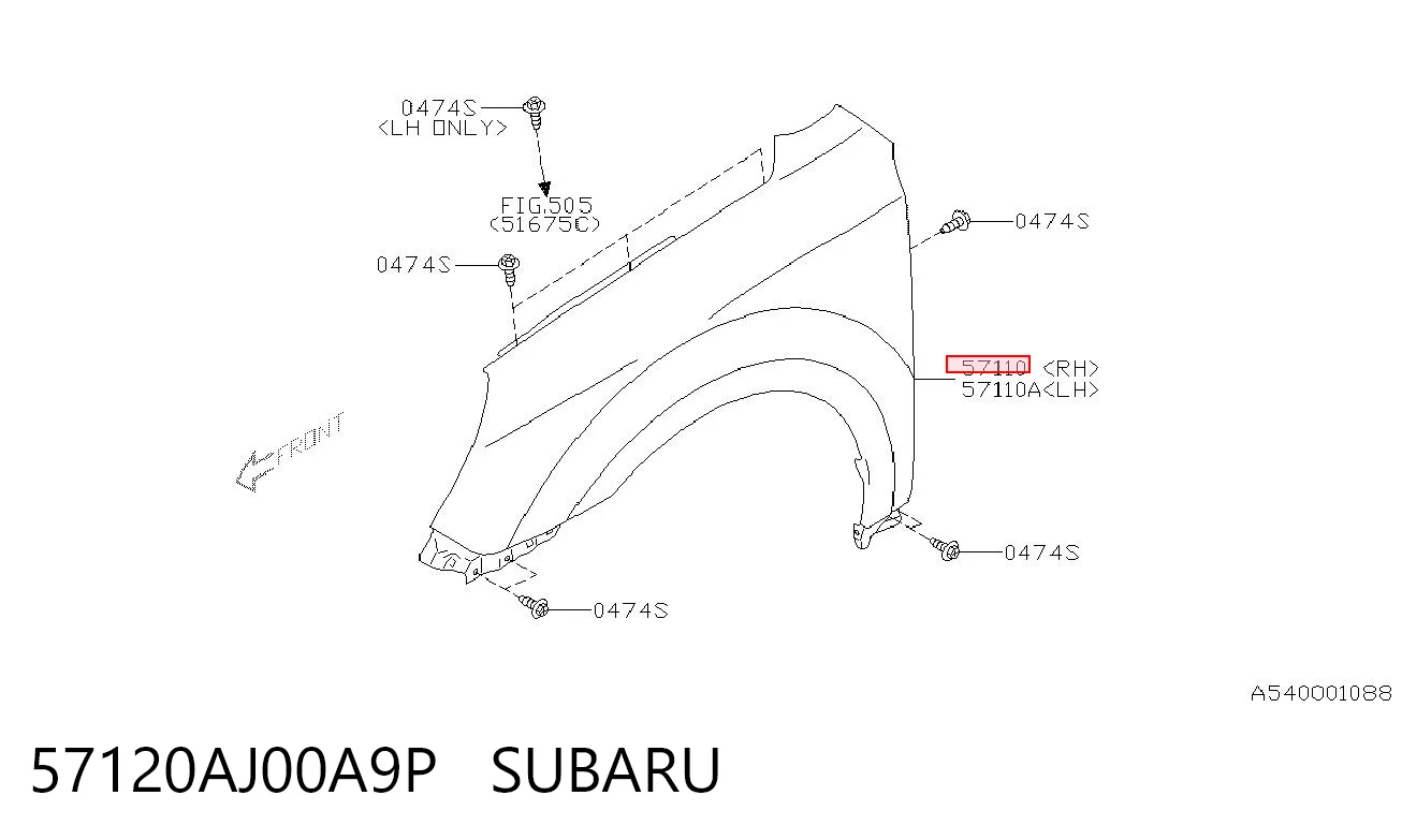 57120AJ00A9P Subaru Переднее правое крыло