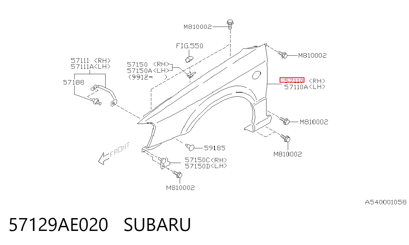 Боковая часть передняя правая Subaru Outback II универсал (B12, BE, BH) (1998 - 2003) цена, от 154.76 USD