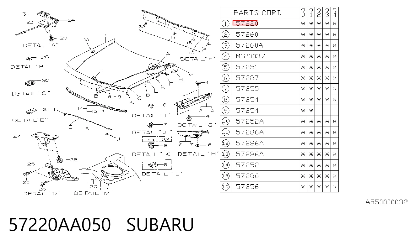 Капот на Subaru Legacy I BC
