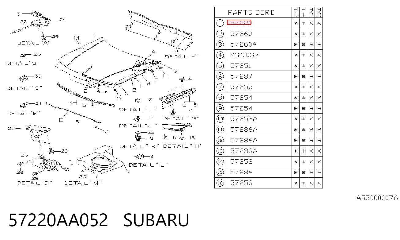 Капот Subaru Legacy I седан (BC) (1989 - 1994) цена, от 242.07 USD