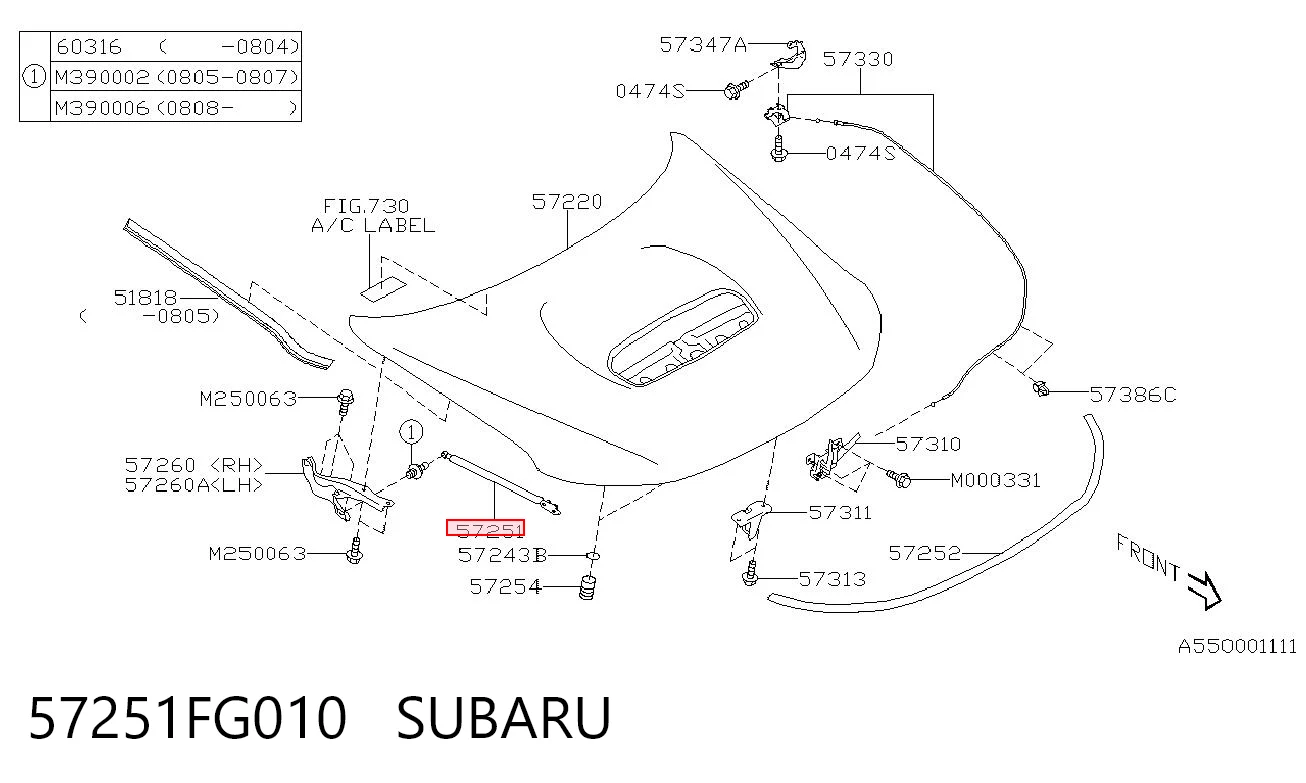 Амортизатор капота газовый Subaru Impreza III хэтчбек (GH) (2007 - 2011) цена, от 12.71 USD
