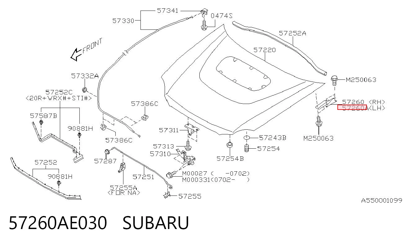 57260AE030 Subaru Шарнир капота левый