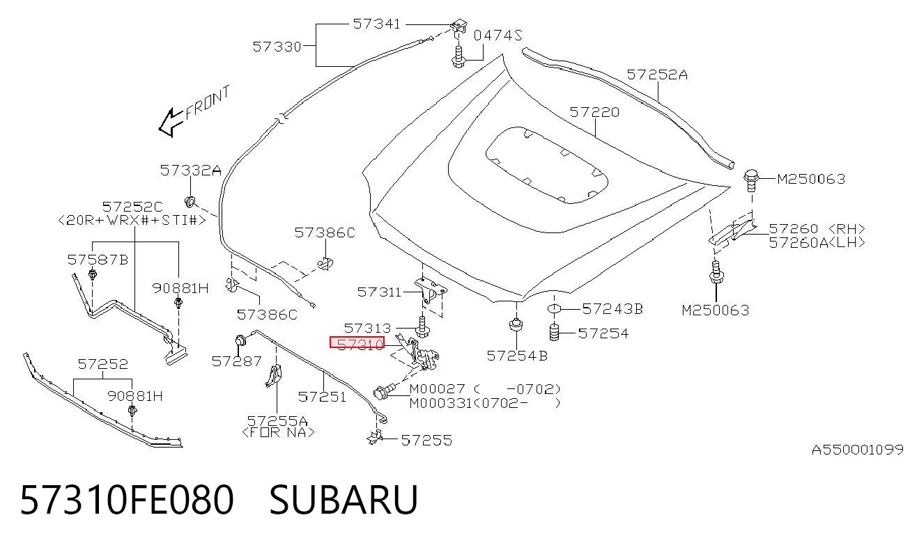 57310FE080 Subaru Запор капота (замок и привод замка капота)