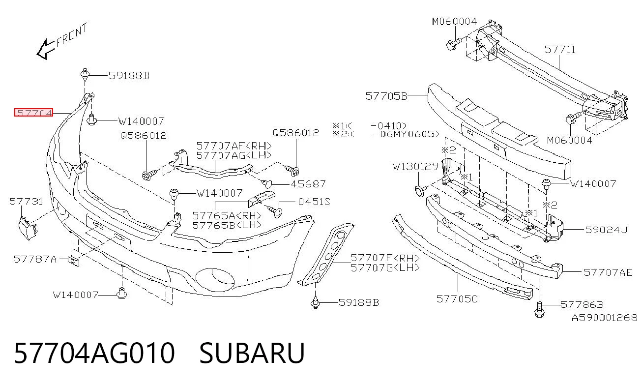 Бампер передний в сборе на Subaru Outback III B13, BP