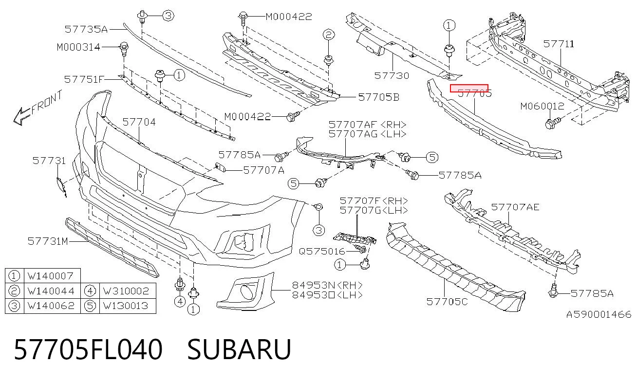 57705FL040 Subaru Наполнитель бампера переднего