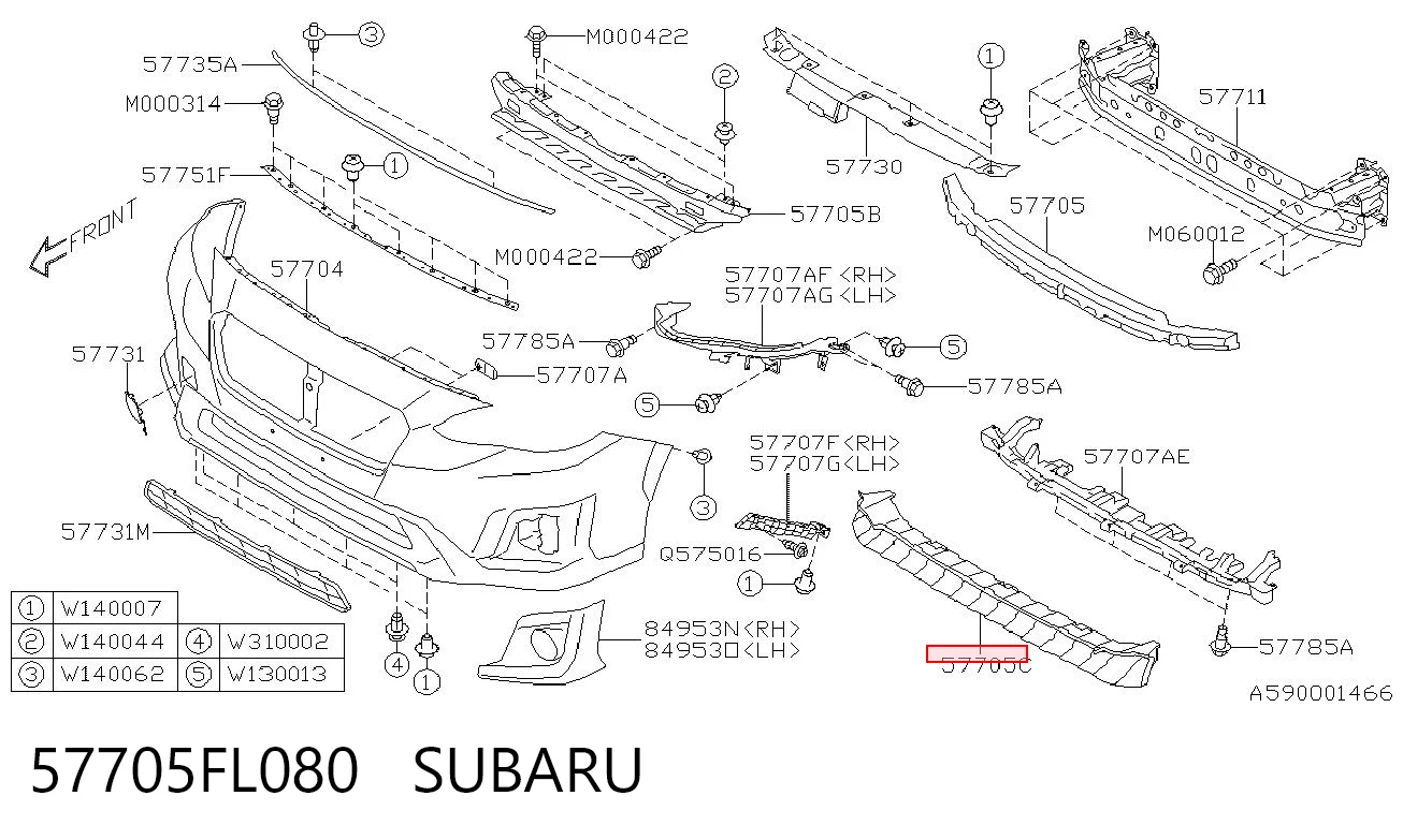 57705FL080 Subaru Наполнитель бампера переднего