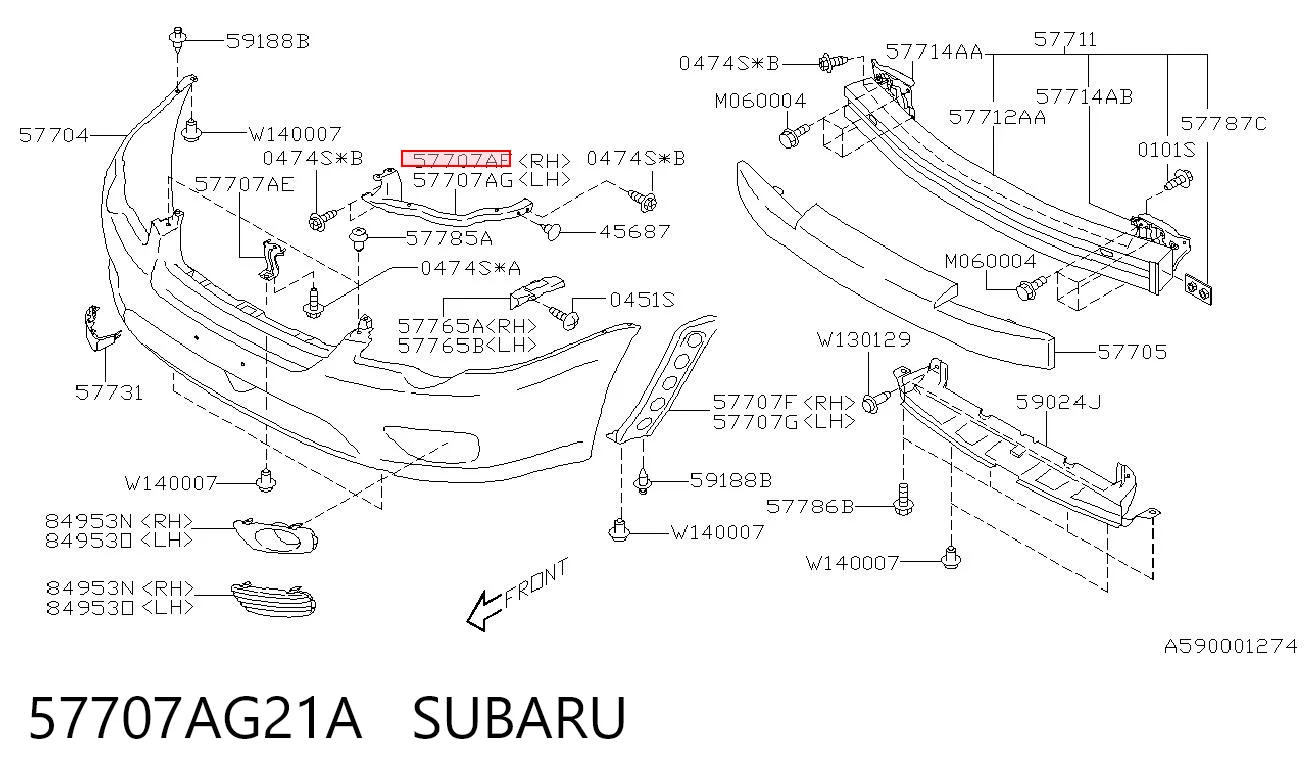 57707AG21A Subaru Кронштейн-адаптер крепления фары передней, правой