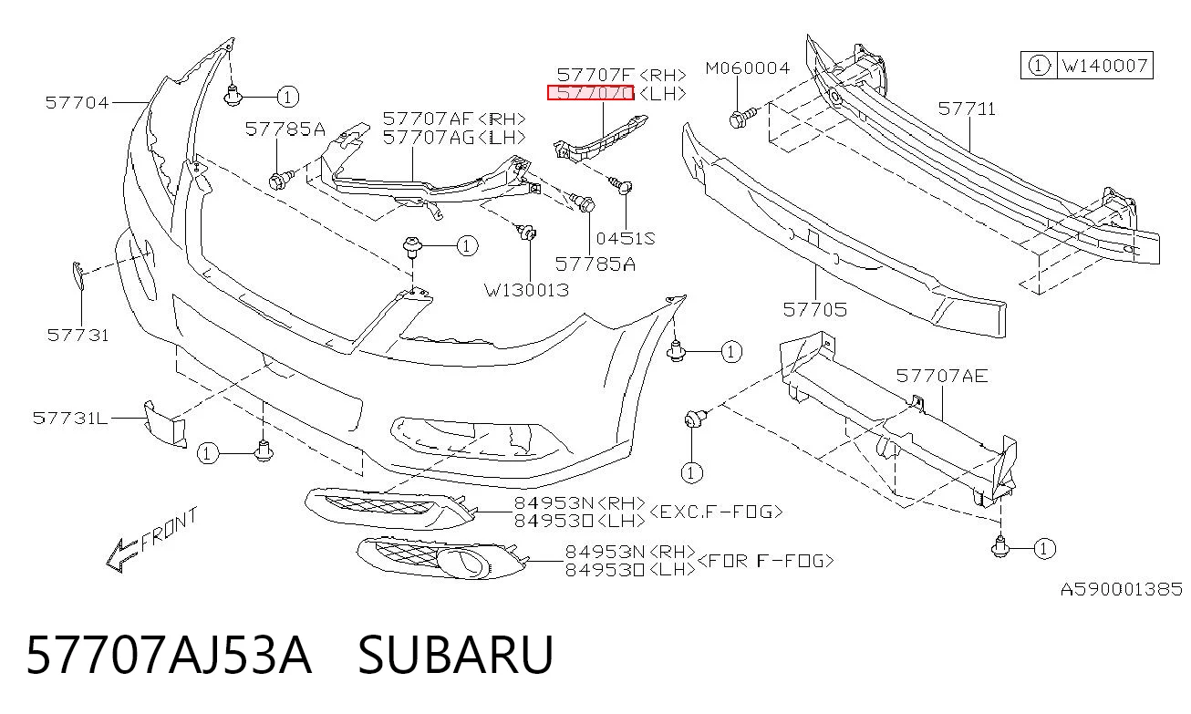 57707AJ53A Subaru Кронштейн бампера переднего внешний левый