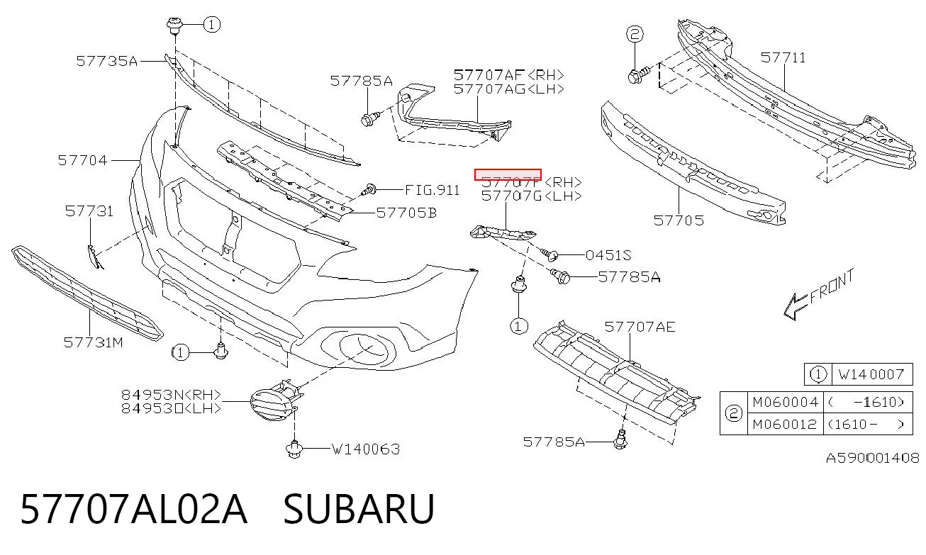57707AL02A Subaru Кронштейн бампера переднего внешний правый