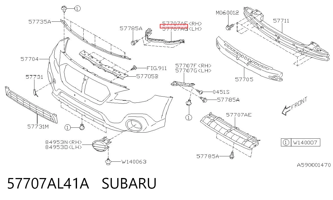 57707AL41A Subaru Левое крепление переднего бампера