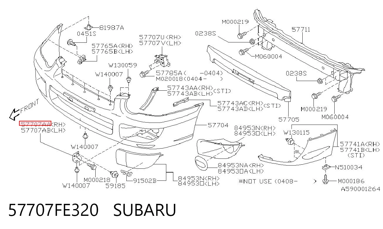 57707FE320 Subaru Кронштейн крепления бампера переднего правый