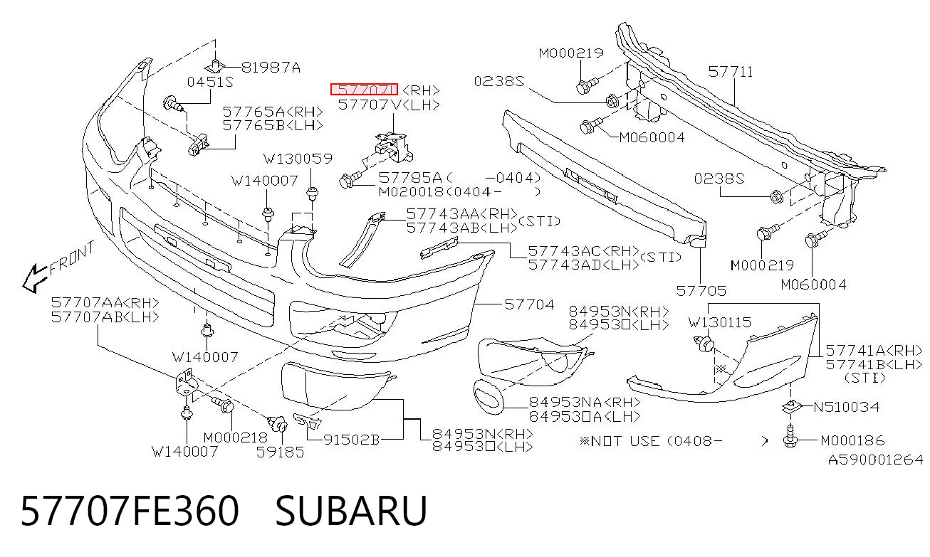 57707FE360 Subaru Кронштейн бампера переднего внешний правый