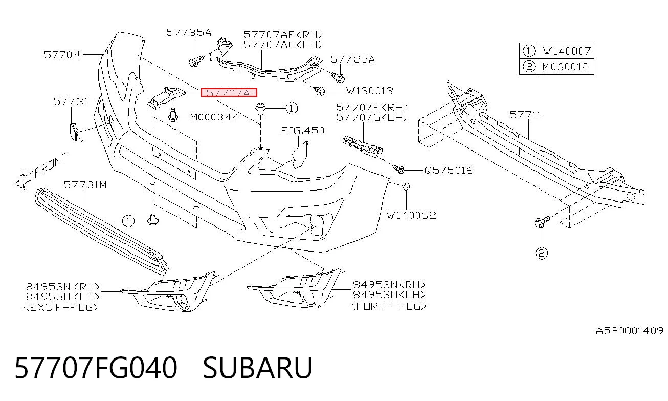 57707FG040 Subaru Кронштейн бампера переднего