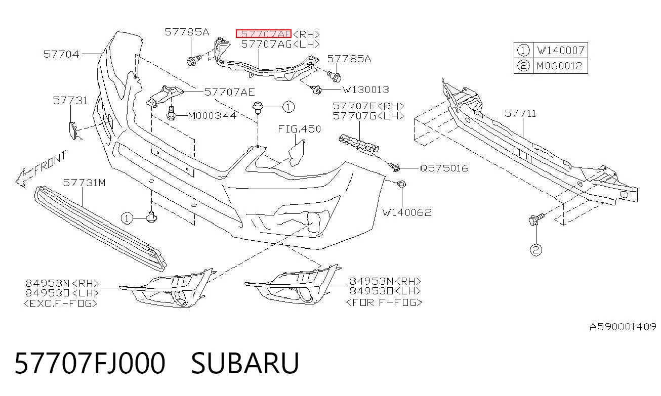 57707FJ000 Subaru Кронштейн-адаптер крепления фары передней, правой