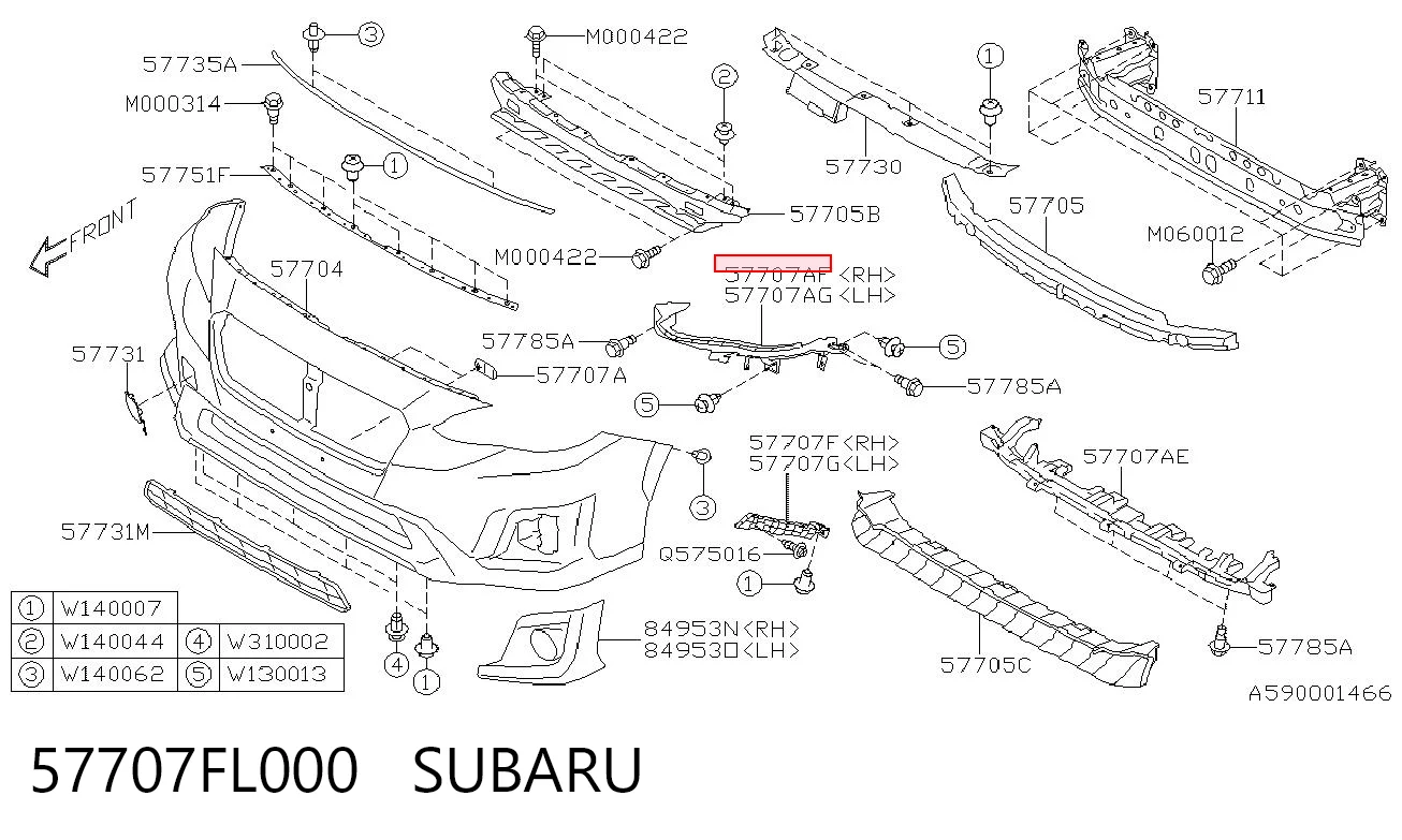 57707FL000 Subaru Кронштейн крепления бампера переднего правый