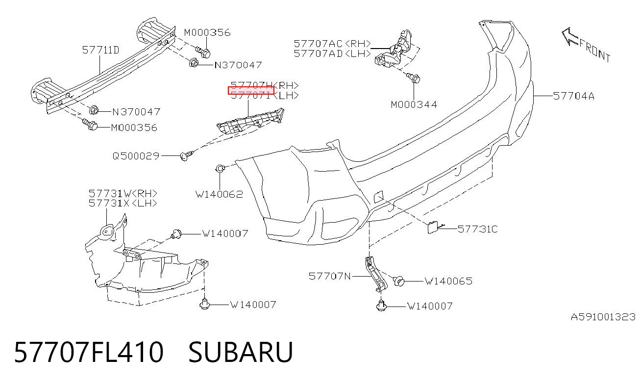 57707FL410 Subaru Кронштейн бампера заднего внешний левый