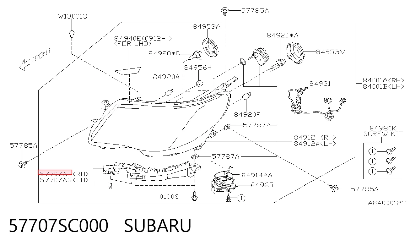 57707SC000 Subaru Кронштейн-адаптер крепления фары передней, правой